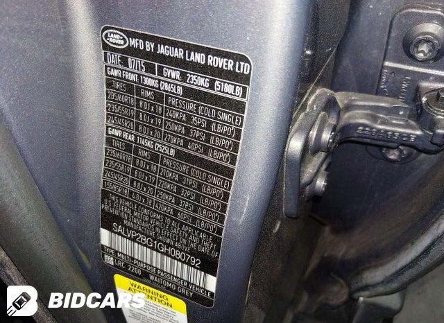 2016 Land Rover Range Rover — VIN SALVP2BG1GH080792, şəkil 9