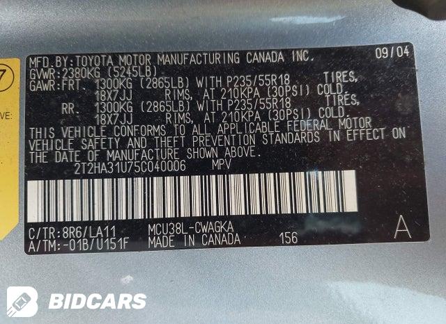 2T2HA31U75C040006 2005 Lexus RX photo no. 9