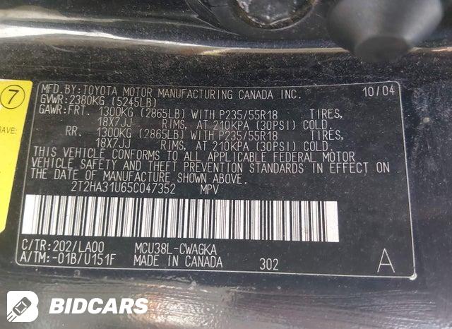 2T2HA31U65C047352 2005 Lexus RX photo no. 9