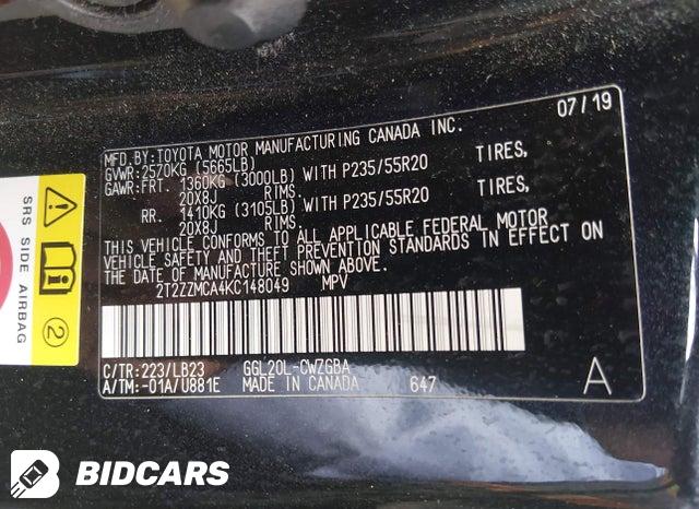 2019 Lexus RX — VIN 2T2ZZMCA4KC148049, şəkil 9