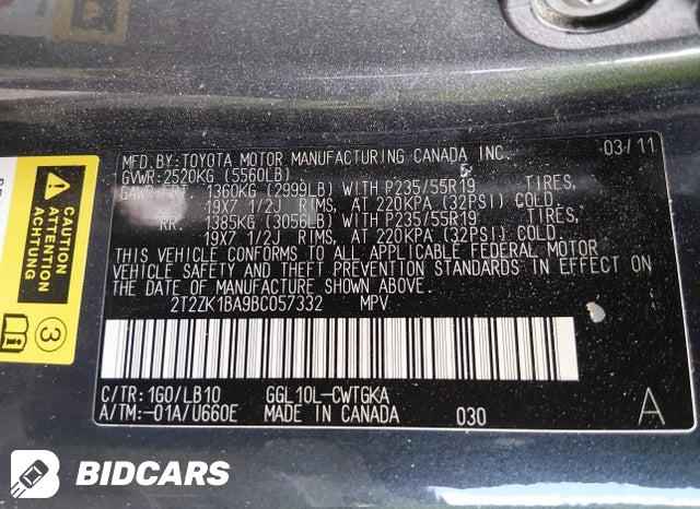 2T2ZK1BA9BC057332 2011 Lexus RX photo no. 9