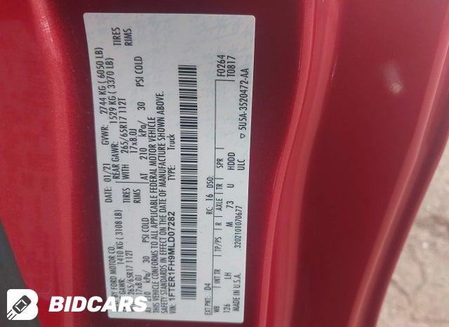 2021 Ford Ranger — VIN 1FTER1FH9MLD07282, şəkil 9