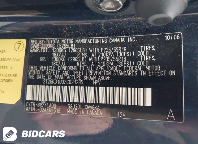 2T2GK31U37C021285 2007 Lexus RX photo no. 9