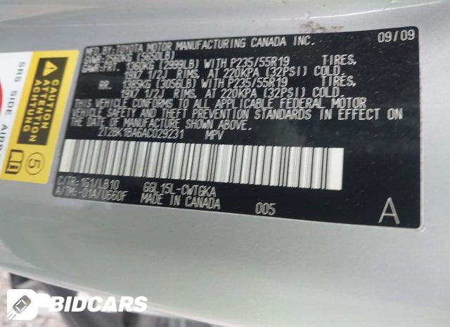 2T2BK1BA6AC029231 2010 Lexus RX photo no. 9