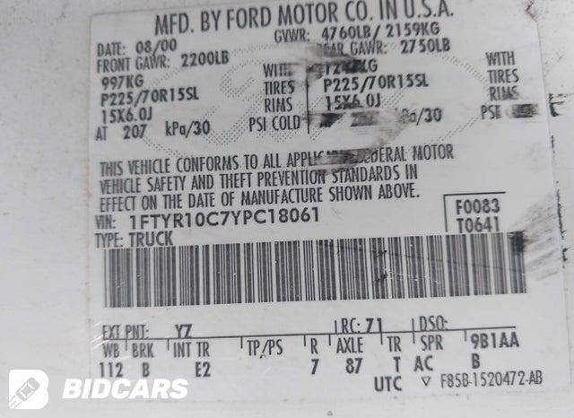 1FTYR10C7YPC18061 2000 Ford Ranger photo no. 9