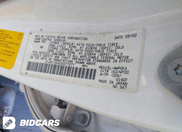 JTJHF10U020277077 2002 Lexus RX photo no. 9
