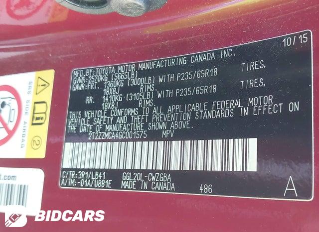 2016 Lexus RX — VIN 2T2ZZMCA4GC001575, şəkil 9