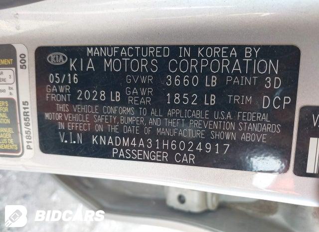 KNADM4A31H6024917 2017 KIA Rio photo no. 9