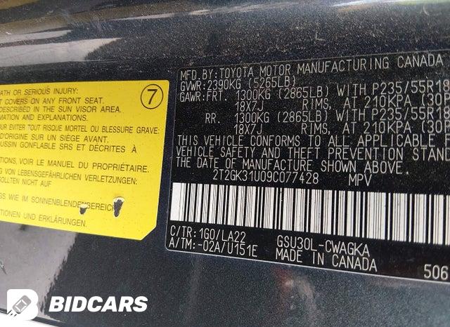 2T2GK31U09C077428 2009 Lexus RX photo no. 9