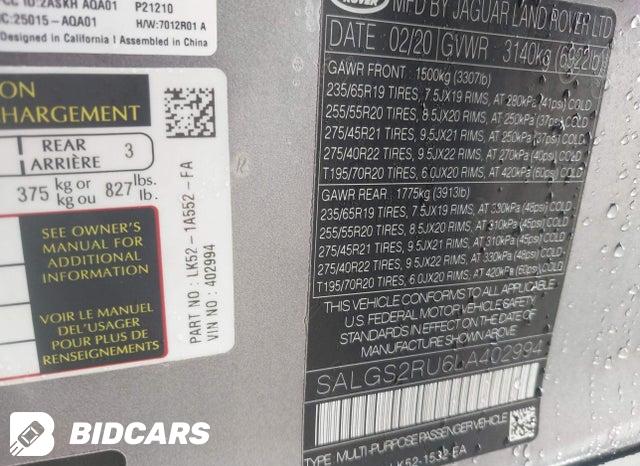 2020 Land Rover Range Rover — VIN SALGS2RU6LA402994, şəkil 9