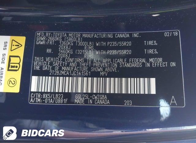 2018 Lexus RX — VIN 2T2BZMCA1JC141561, şəkil 9