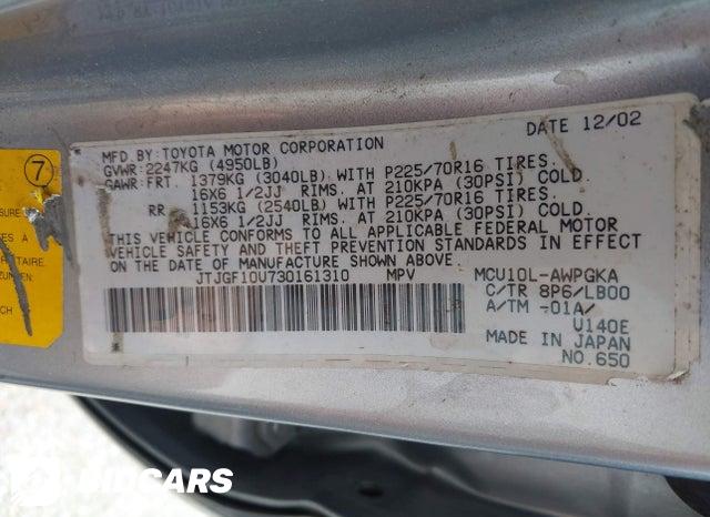 JTJGF10U730161310 2003 Lexus RX photo no. 9
