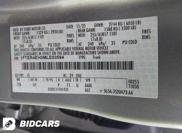 2021 Ford Ranger — VIN 1FTER4EH0MLE03594, фото 9