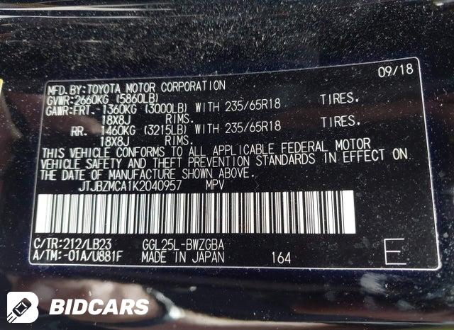 2019 Lexus RX — VIN JTJBZMCA1K2040957, şəkil 9