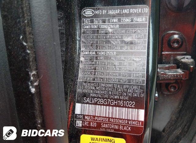 2016 Land Rover Range Rover — VIN SALVP2BG7GH161022, şəkil 9