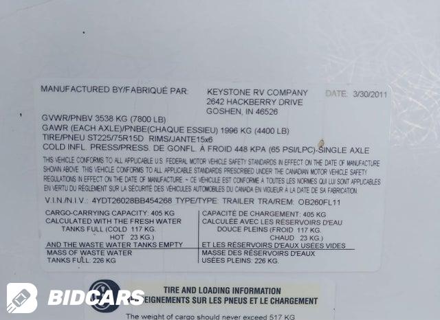 4YDT26028BB454268 2011 Keystone Outback Rv photo no. 9