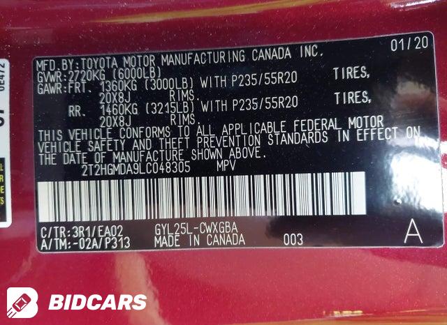 2020 Lexus RX — VIN 2T2HGMDA9LC048305, şəkil 9