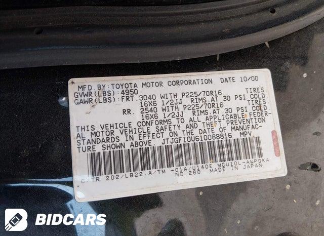 JTJGF10U610088816 2001 Lexus RX photo no. 9