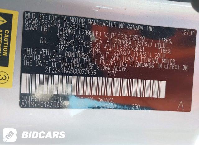 2T2ZK1BA5CC073836 2012 Lexus RX photo no. 9