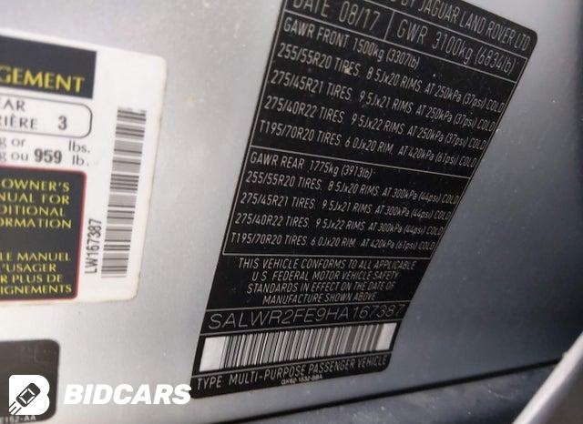 2017 Land Rover Range Rover — VIN SALWR2FE9HA167387, şəkil 9