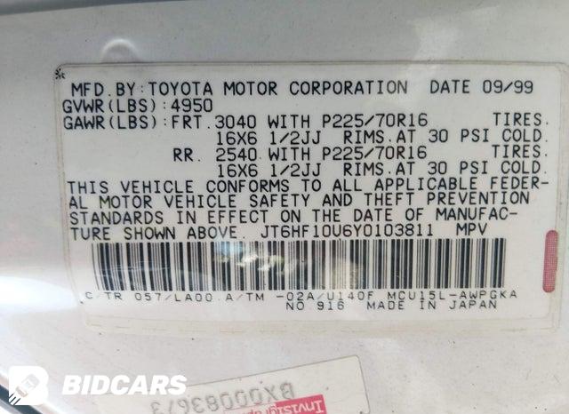 JT6HF10U6Y0103811 2000 Lexus RX photo no. 9