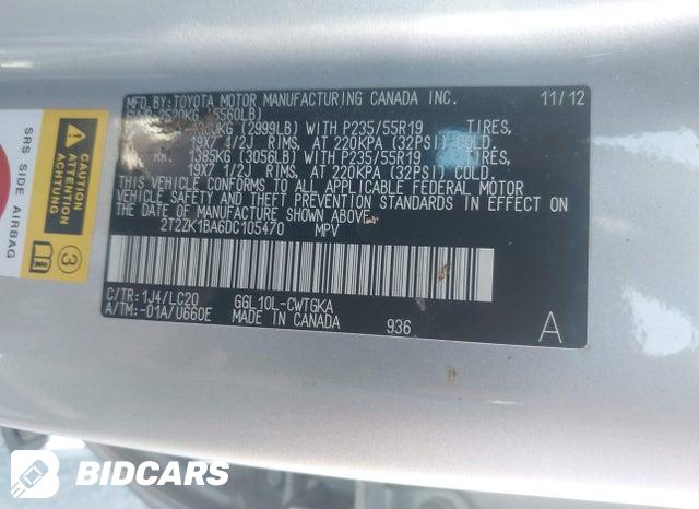 2T2ZK1BA6DC105470 2013 Lexus RX photo no. 9