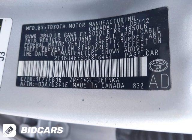 2T1BU4EE3CC856444 2012 Toyota Corolla photo no. 9