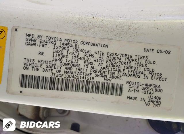 JTJGF10U420141918 2002 Lexus RX photo no. 9