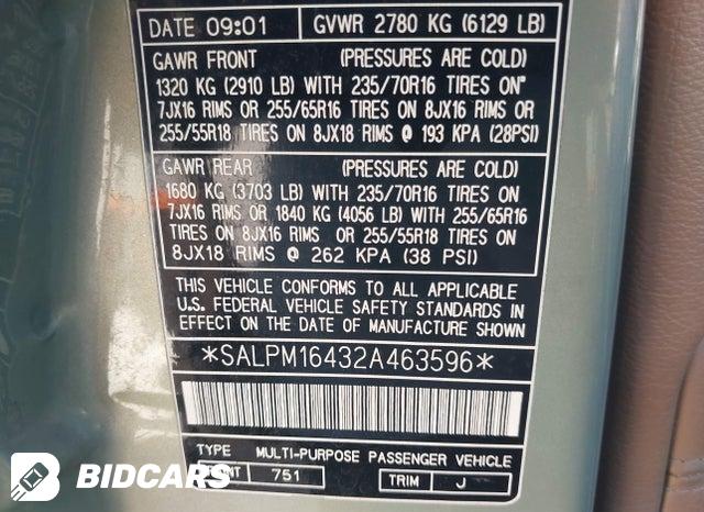 SALPM16432A463596 2002 Land Rover Range Rover photo no. 9