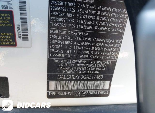 2016 Land Rover Range Rover — VIN SALGR2KF3GA317463, şəkil 9