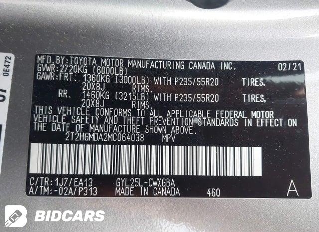 2021 Lexus RX — VIN 2T2HGMDA2MC064038, şəkil 9
