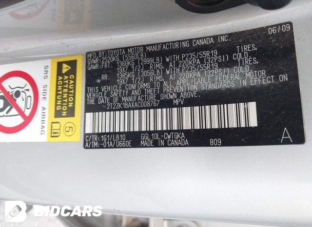 2T2ZK1BAXAC008767 2010 Lexus RX photo no. 9