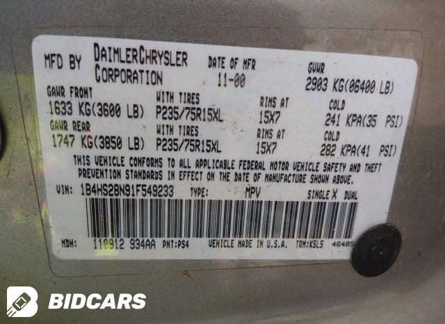 1B4HS28N91F549233 2001 Dodge Durango photo no. 9