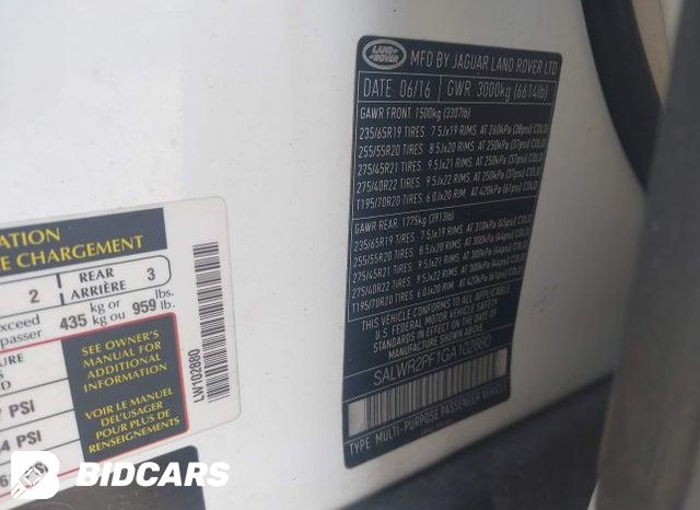 2016 Land Rover Range Rover — VIN SALWR2PF1GA102880, şəkil 9
