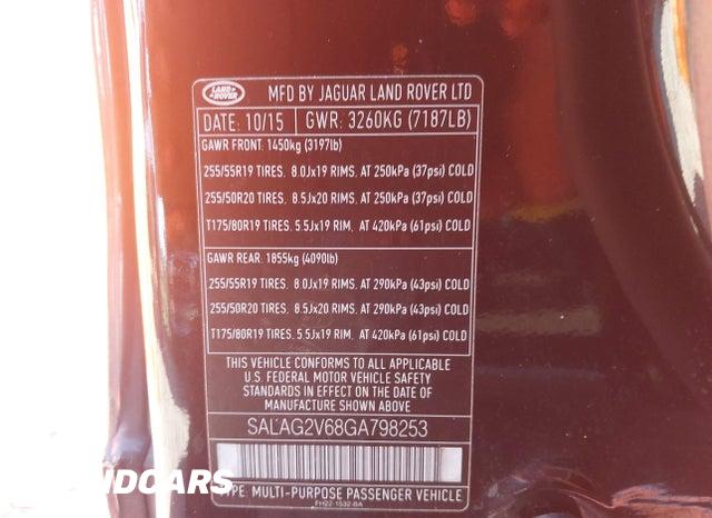 2016 Land Rover LR4 — VIN SALAG2V68GA798253, şəkil 9