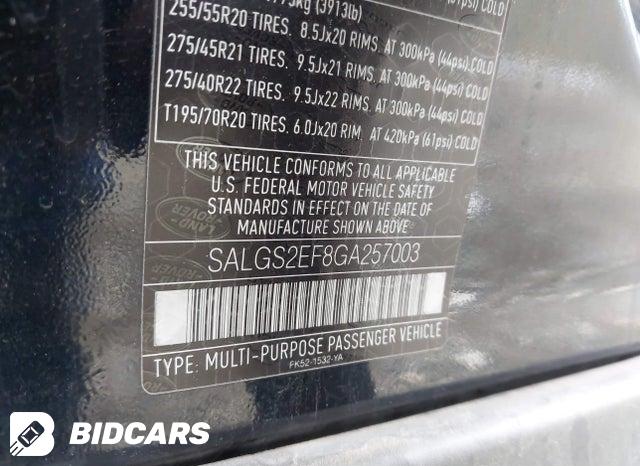 2016 Land Rover Range Rover — VIN SALGS2EF8GA257003, şəkil 9