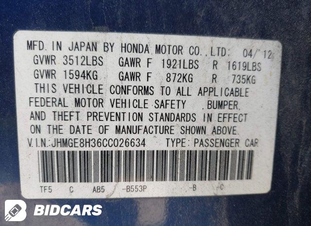 JHMGE8H36CC026634 2012 Honda Fit photo no. 9