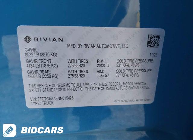 2022 Rivian R1T — VIN 7FCTGAAA3NN015425, şəkil 9