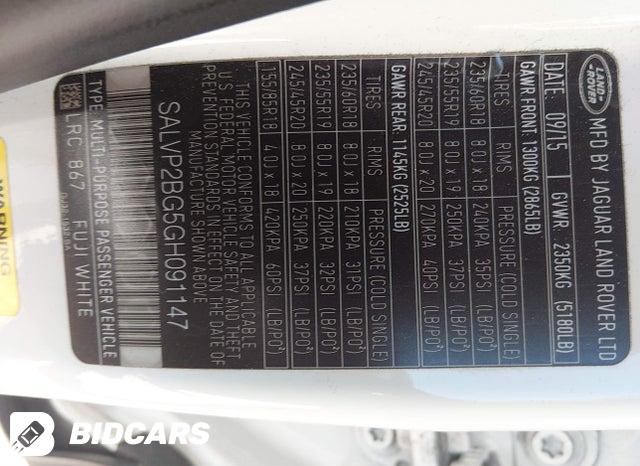 2016 Land Rover Range Rover — VIN SALVP2BG5GH091147, şəkil 9