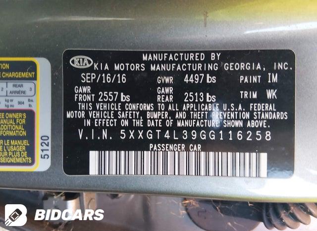 2016 KIA Optima — VIN 5XXGT4L39GG116258, şəkil 9