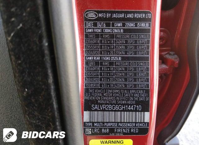 2016 Land Rover Range Rover — VIN SALVR2BG6GH144710, şəkil 9