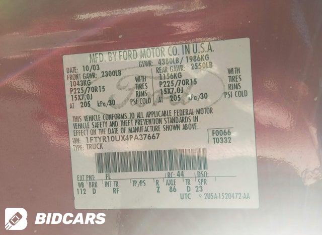 1FTYR10UX4PA37667 2004 Ford Ranger photo no. 9