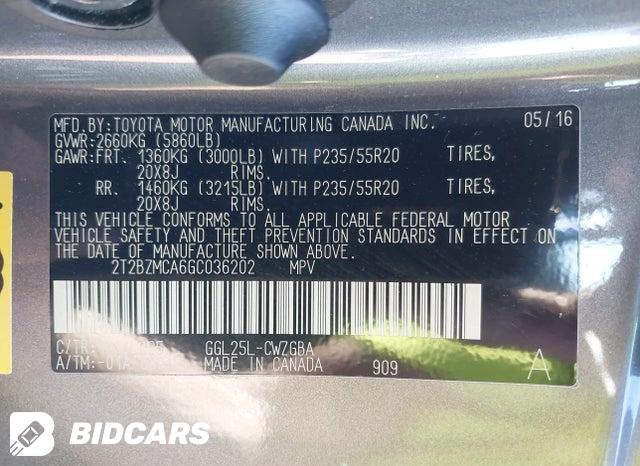 2016 Lexus RX — VIN 2T2BZMCA6GC036202, şəkil 9