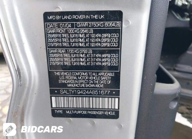 SALTY19424A851677 2004 Land Rover Discovery photo no. 9