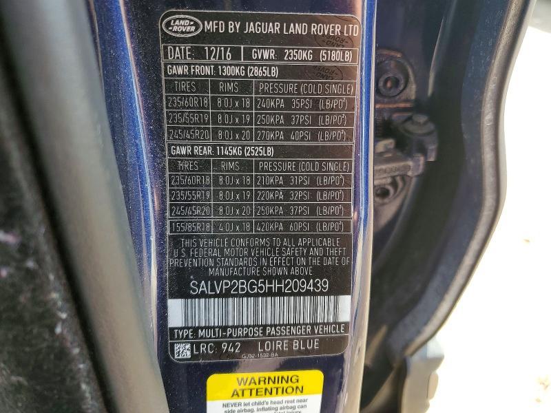 SALVP2BG5HH209439 2017 Land Rover Range Rover photo no. 12