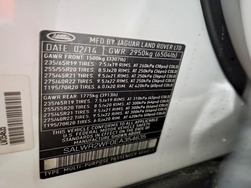 SALWR2WF0EA354635 2014 Land Rover Range Rover photo no. 14