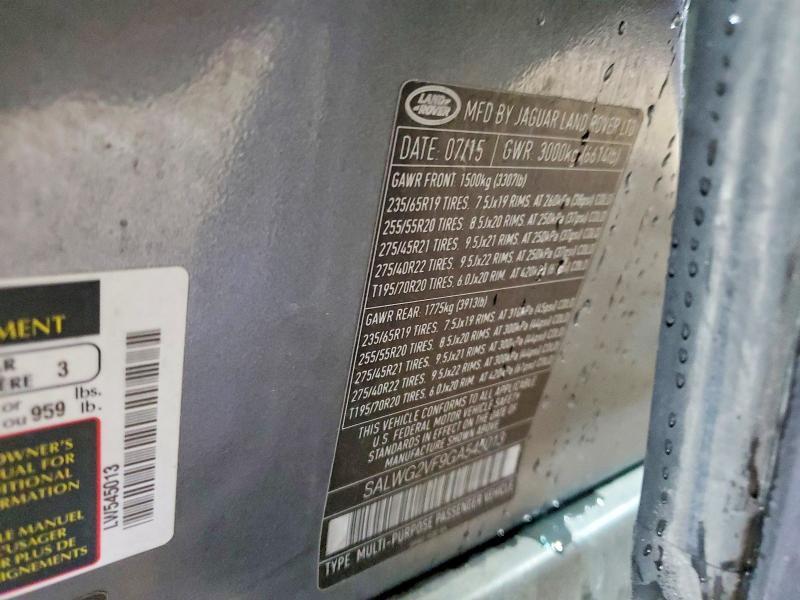 SALWG2VF9GA545013 2016 Land Rover Range Rover photo no. 13