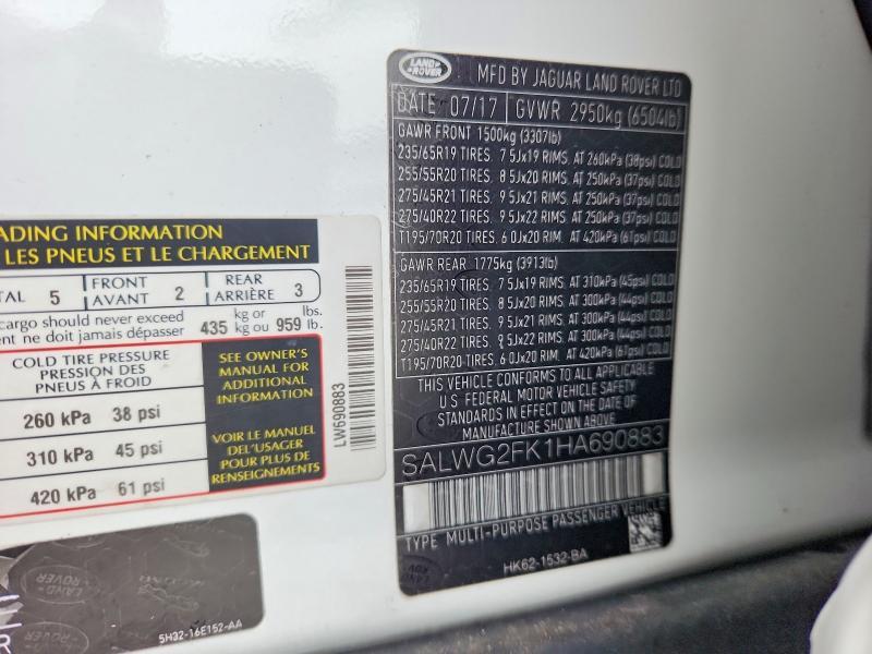 SALWG2FK1HA690883 2017 Land Rover Range Rover photo no. 12
