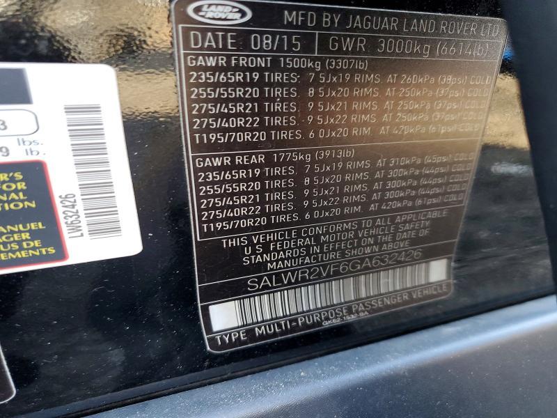 SALWR2VF6GA632426 2016 Land Rover Range Rover photo no. 13