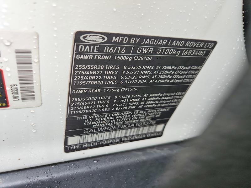 SALWR2EF8GA103379 2016 Land Rover Range Rover photo no. 13